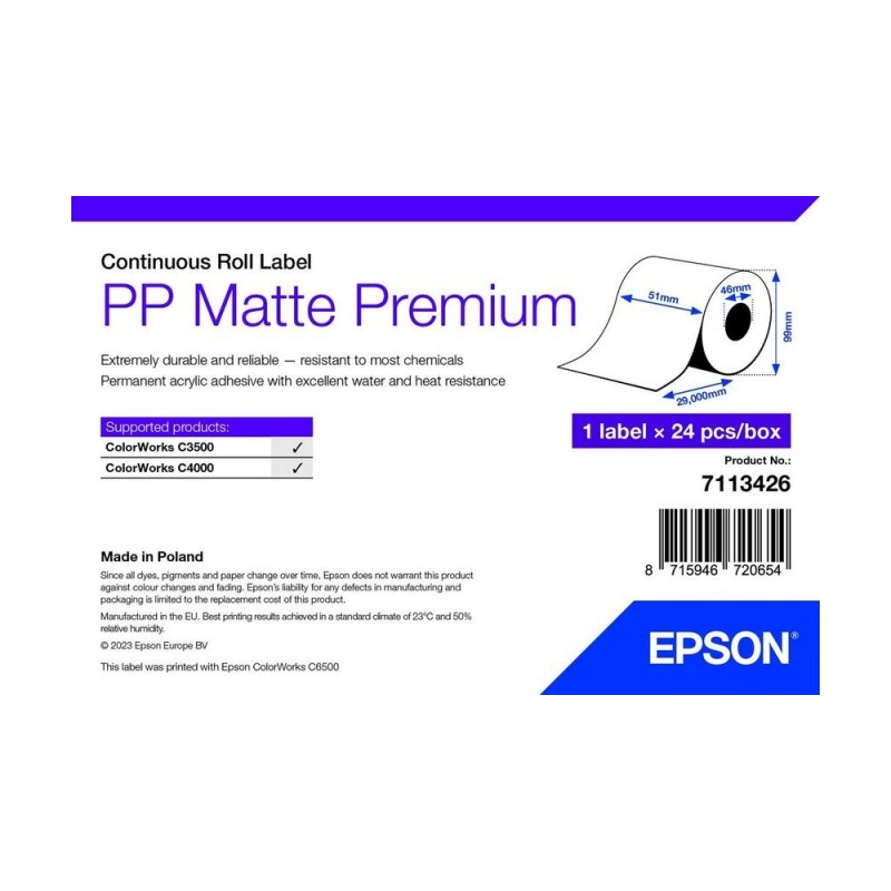 Étiquettes premium mates Epson 51mm*29m
