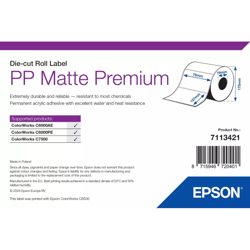 Epson étiquettes mates 76*127mm | Epson ColorWorks C6000